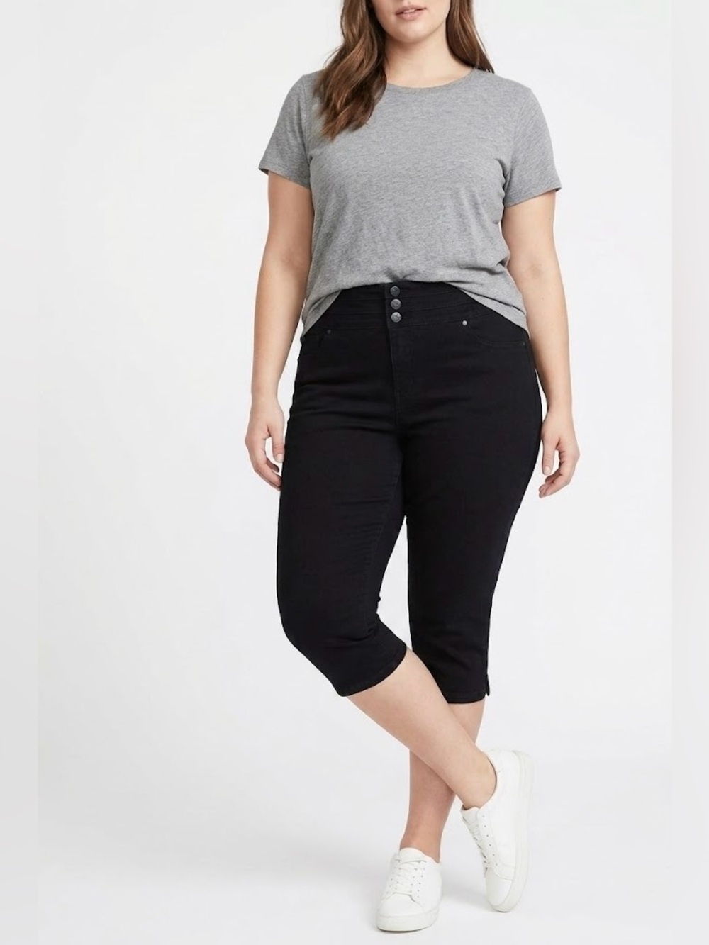 🖤 Chic & Versatile D. Jeans High-Waist Black Capris Size 14 NWT 🖤 Summer Casual